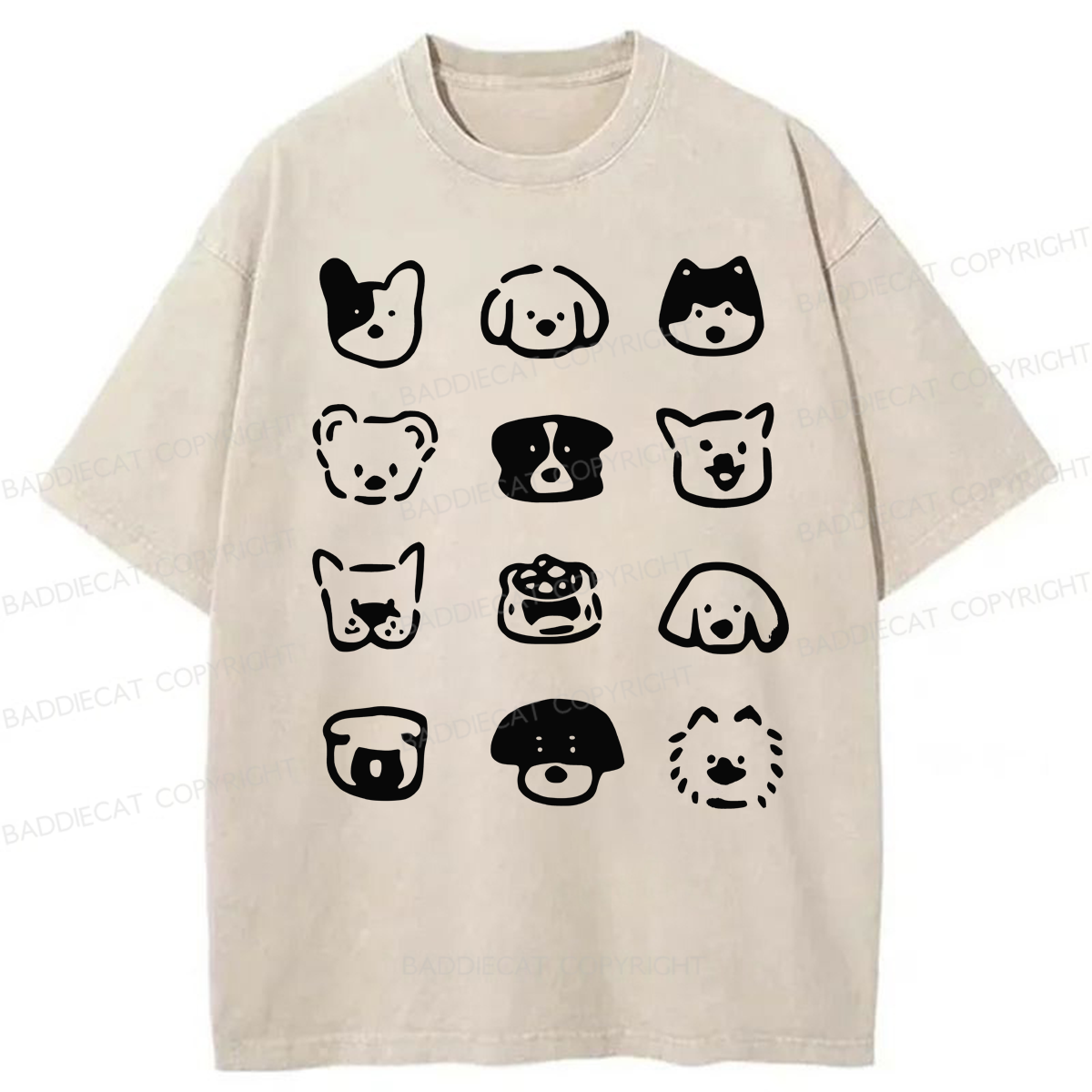 Baddiecat Minimal Dog Graphic Washed T-shirt