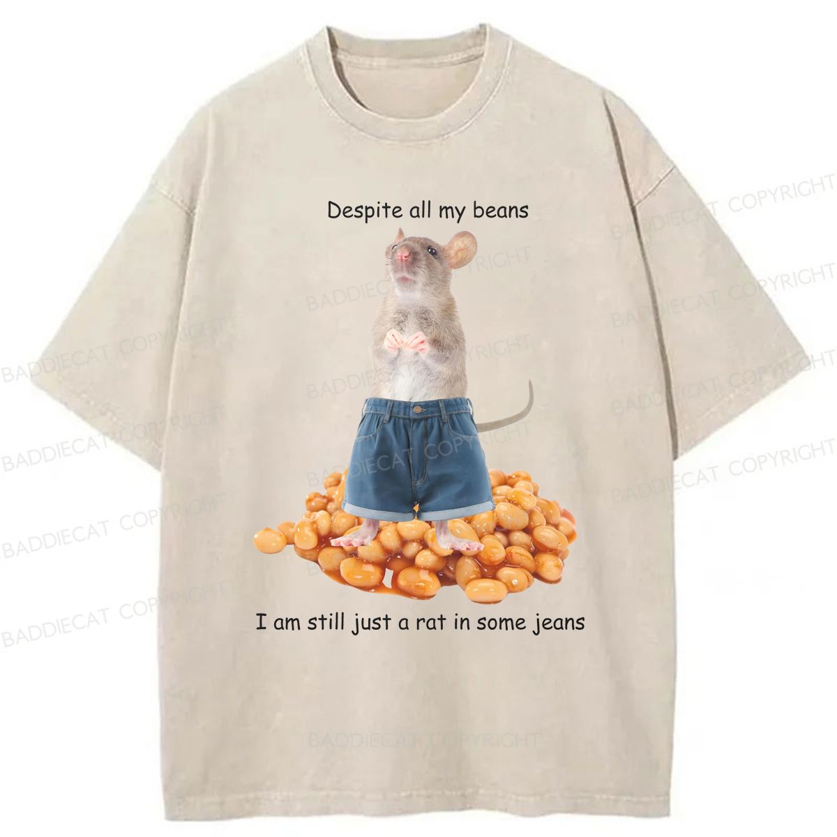 Baddiecat Despite All My Beans Washed T-shirt
