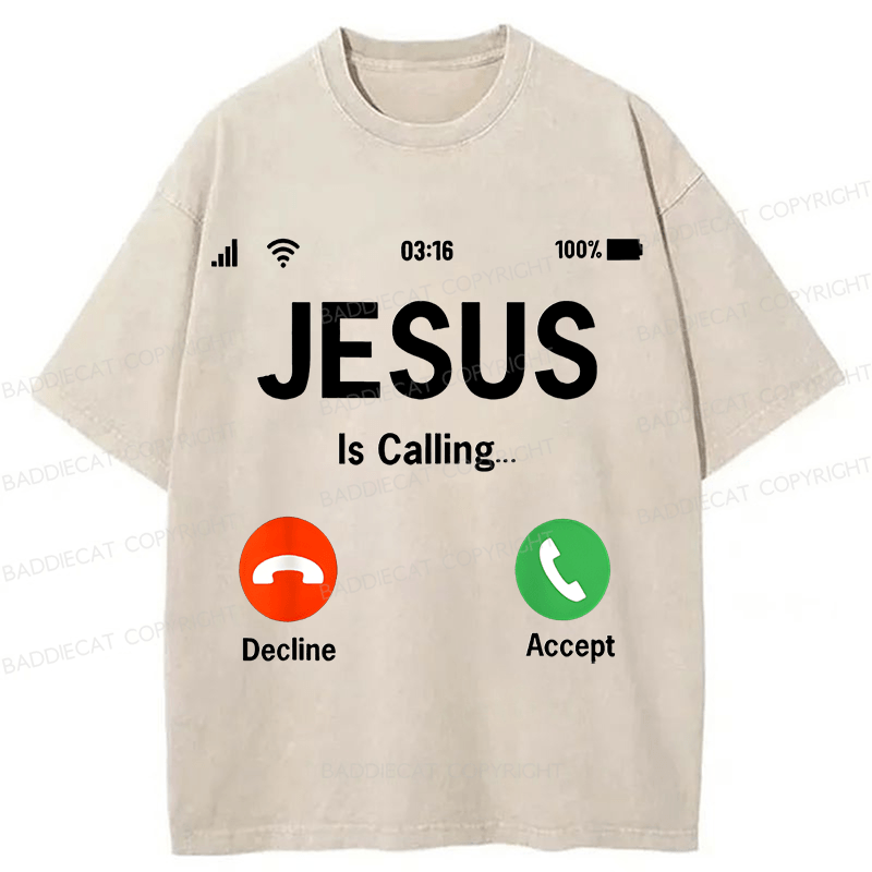 Baddiecat Jesus Christian faith Funny Meme Washed T-shirt