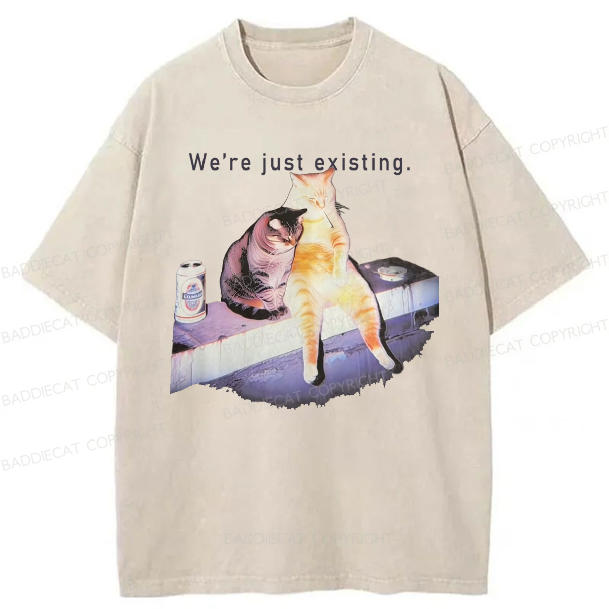 Baddiecat Cats We Are Just Existing Washed T-shirt