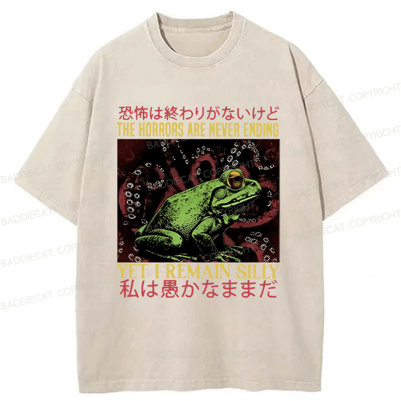 Baddiecat The Horrors Are Never Ending Washed T-shirt