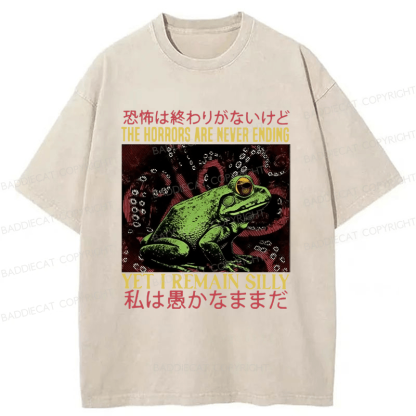 Baddiecat The Horrors Are Never Ending Washed T-shirt
