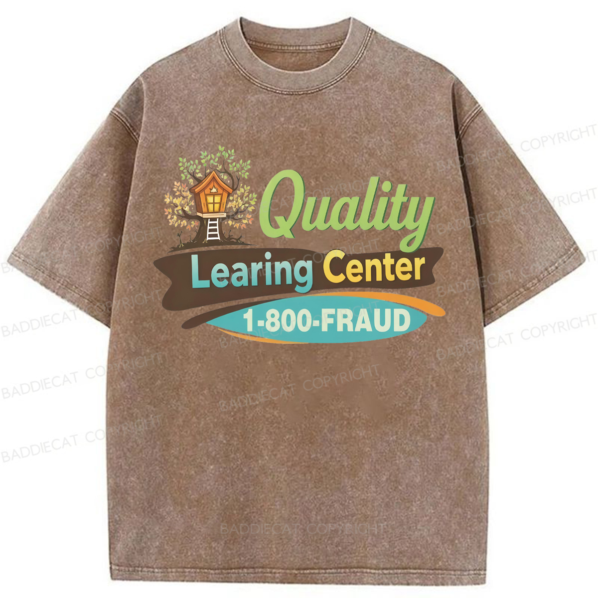 Baddiecat Funny Quality Learing Center Washed T-shirt