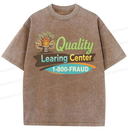 Baddiecat Funny Quality Learing Center Washed T-shirt