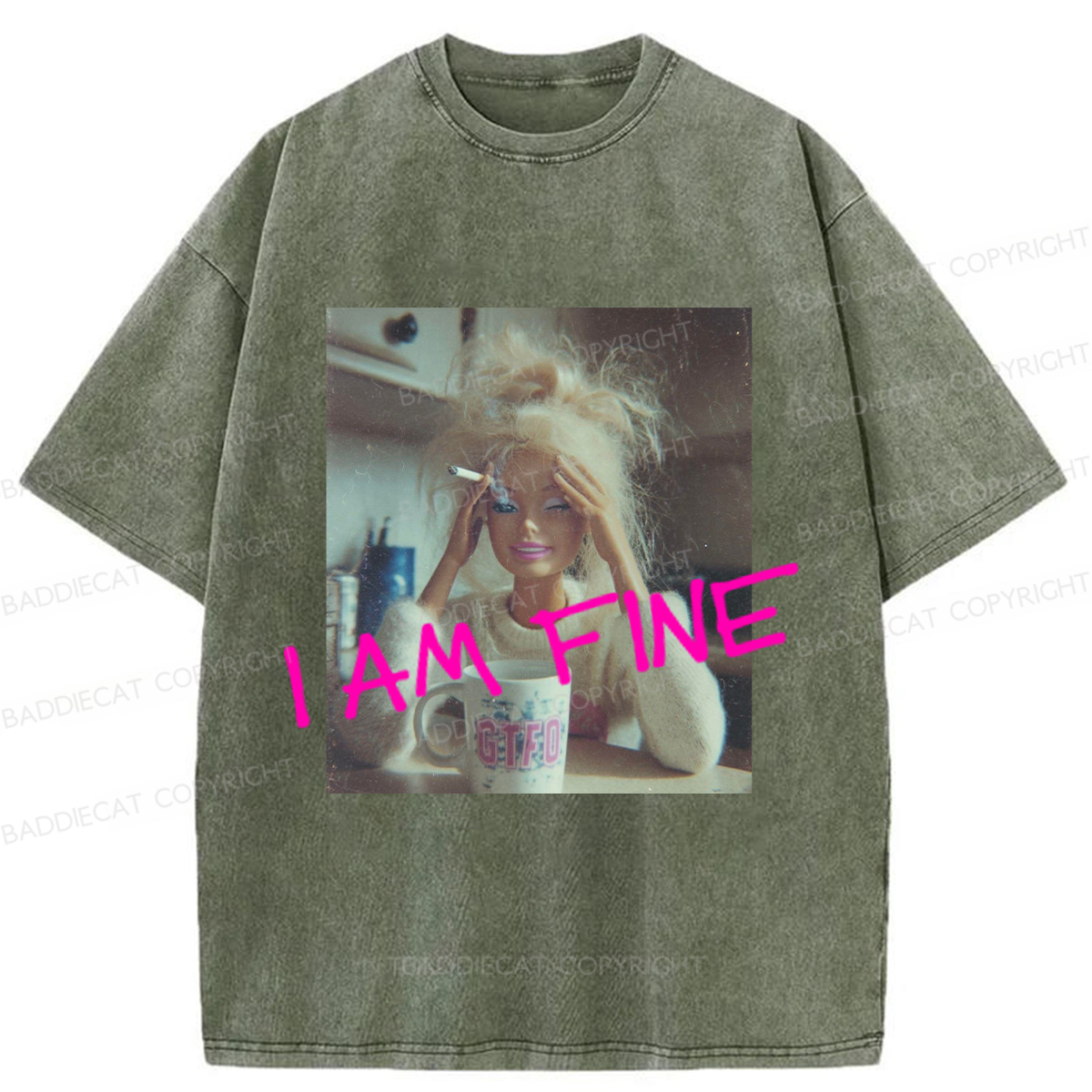 Baddiecat Fine Barbie Washed T-shirt