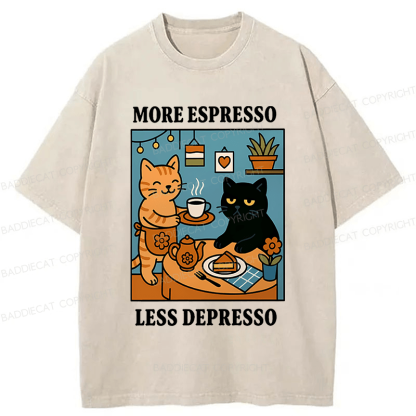 Baddiecat More Espresso Less Depresso Washed T-shirt