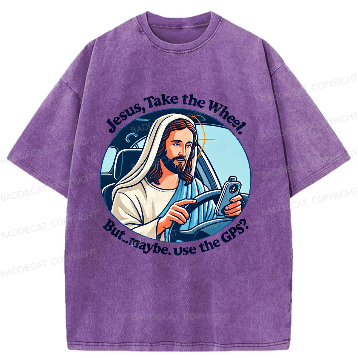 Baddiecat Funny Jesus Retro Washed T-shirt