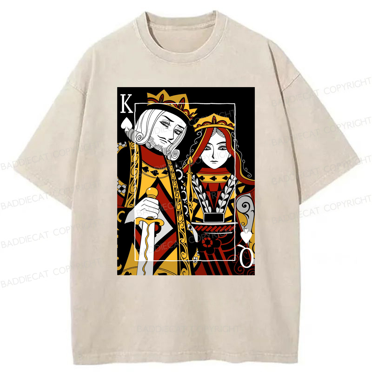 Baddiecat King And Queen Poker Washed T-shirt