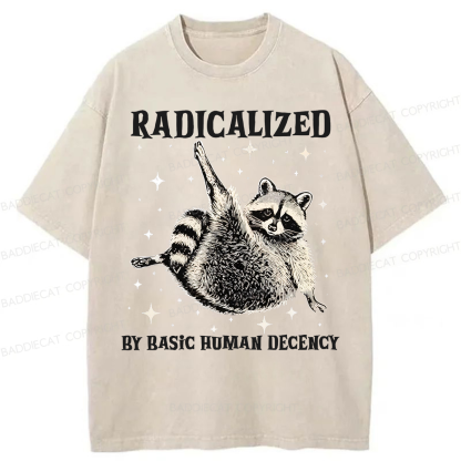 Baddiecat Radicalized By Basic Decency Raccoon Washed T-shirt