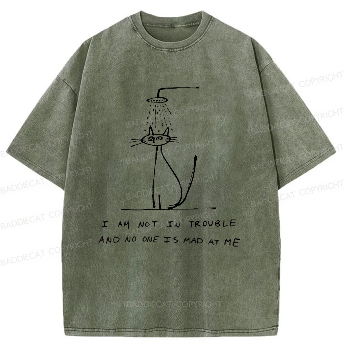 Baddiecat A Sad Cat Alone Washed T-shirt