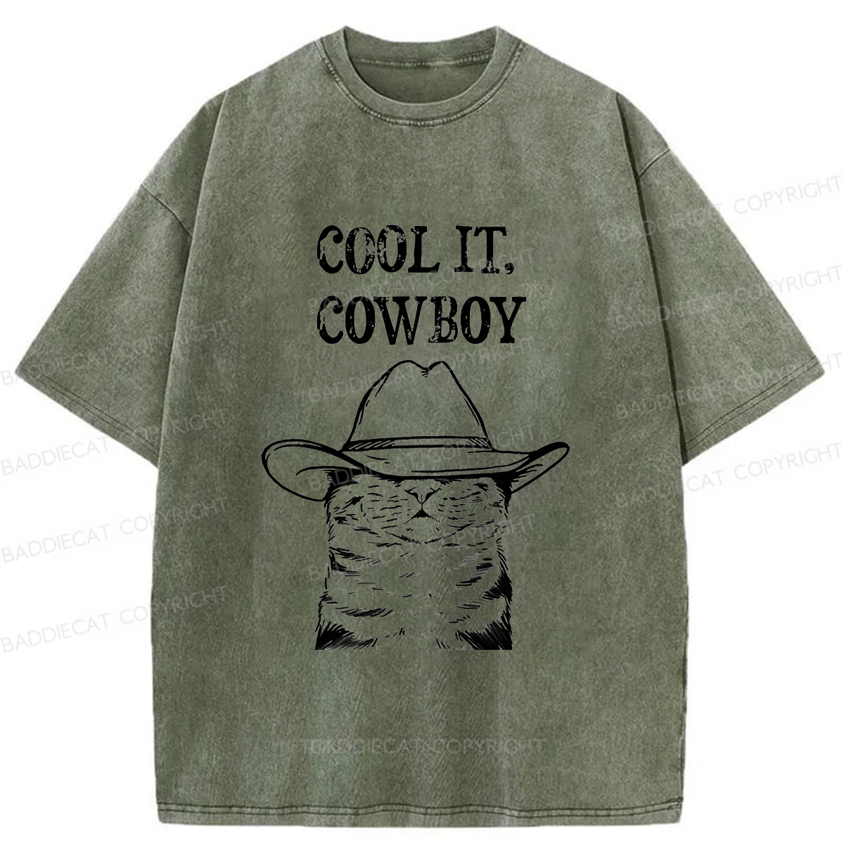 Baddiecat Cowboy Cat Washed T-shirt