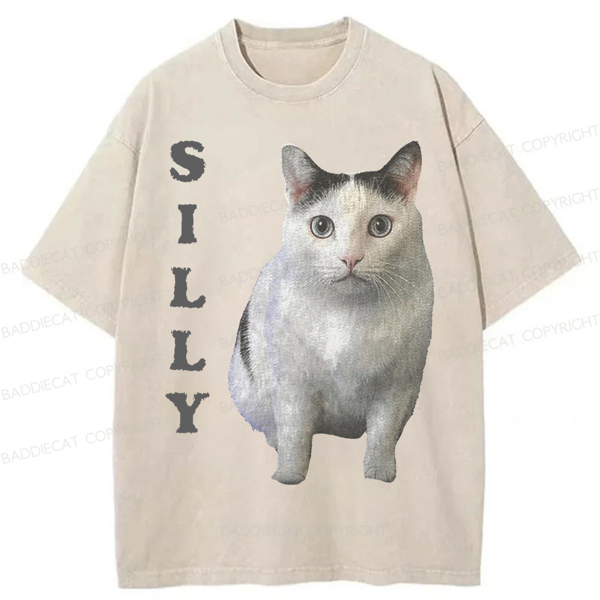 Baddiecat Silly Cat Washed T-shirt