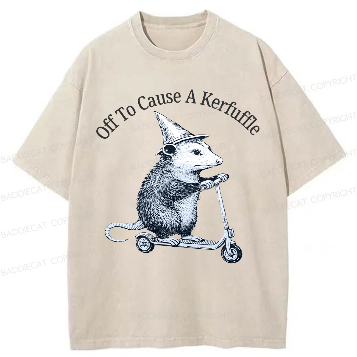 Baddiecat A Possum On A Scooter Washed T-shirt