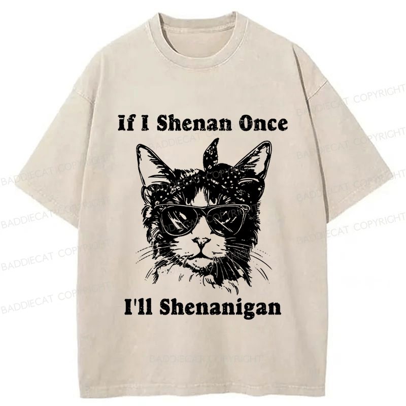 Baddiecat If I Shenan Once I’ll Shenanigan Washed T-shirt
