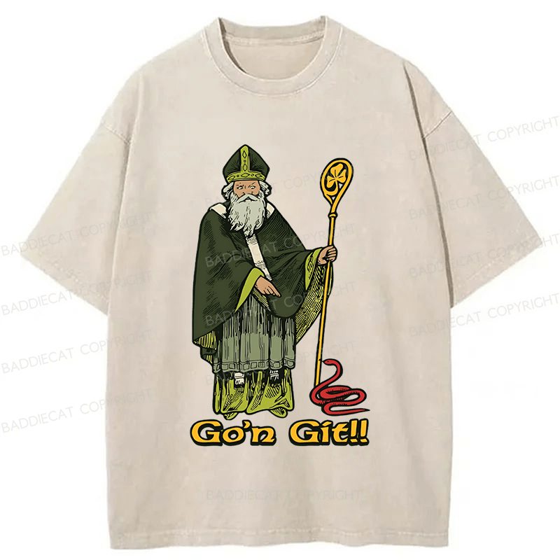 Baddiecat Funny St Patricks Day Washed T-shirt