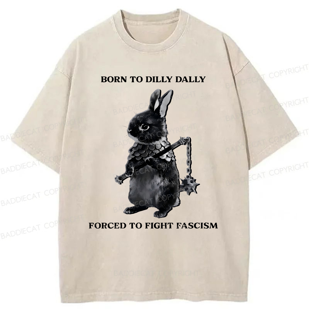 Baddiecat Born To Dilly Dally Forced To Fight Washed T-shirt