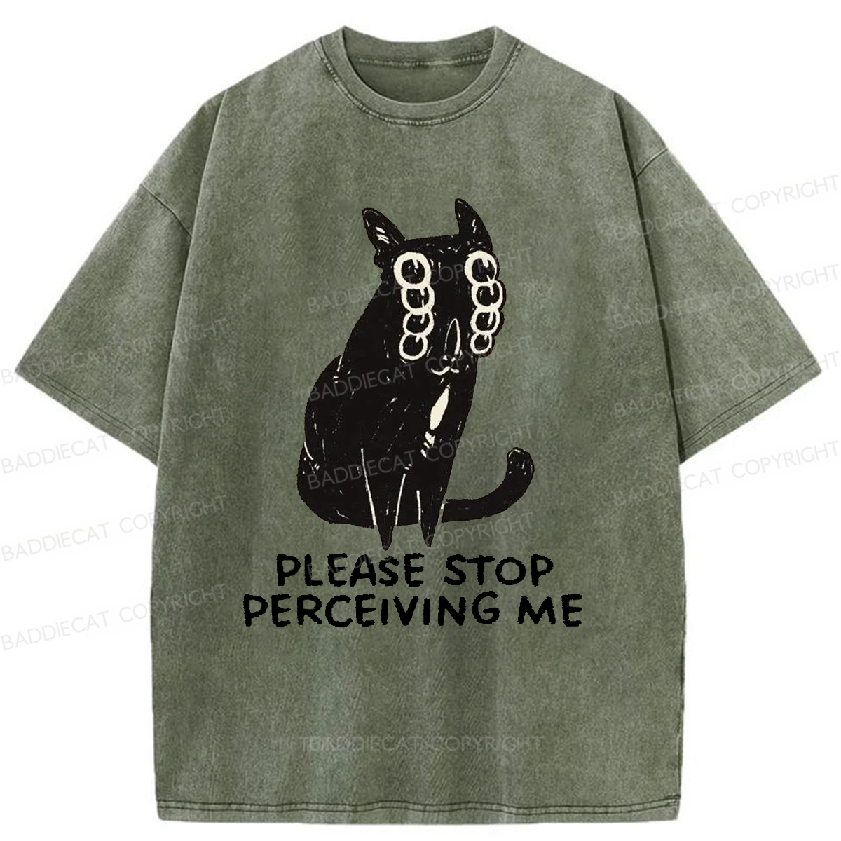 Baddiecat Please Stop Perceiving Me Washed T-shirt