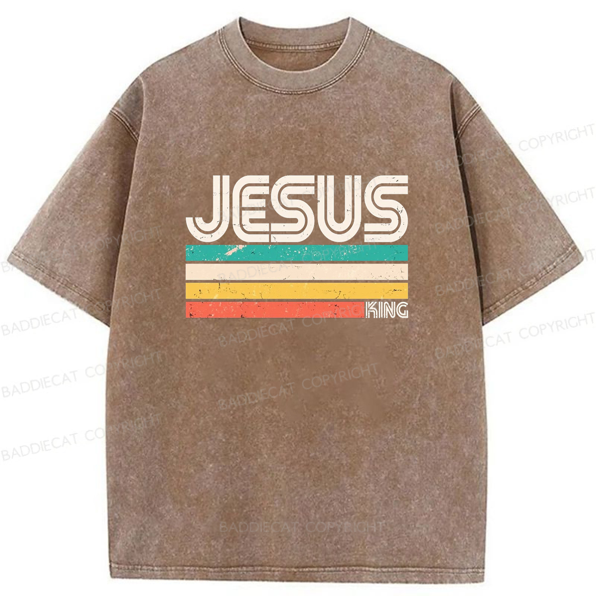 Baddiecat Jesus Is King Washed T-shirt