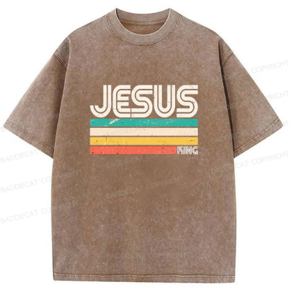 Baddiecat Jesus Is King Washed T-shirt