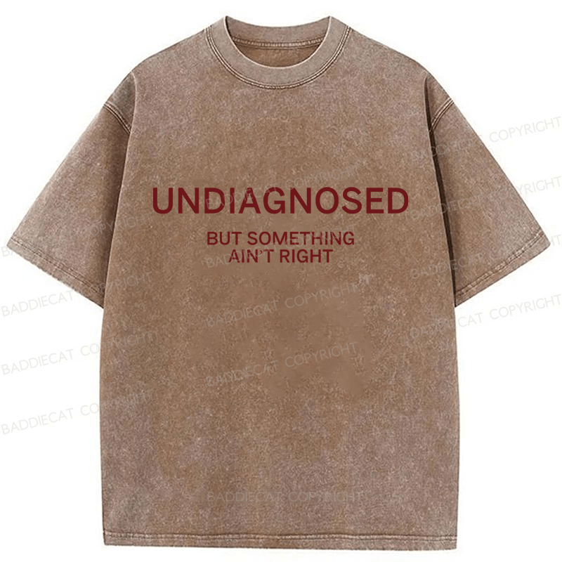 Baddiecat Undiagnosed But Something Ain't Right Washed T-shirt