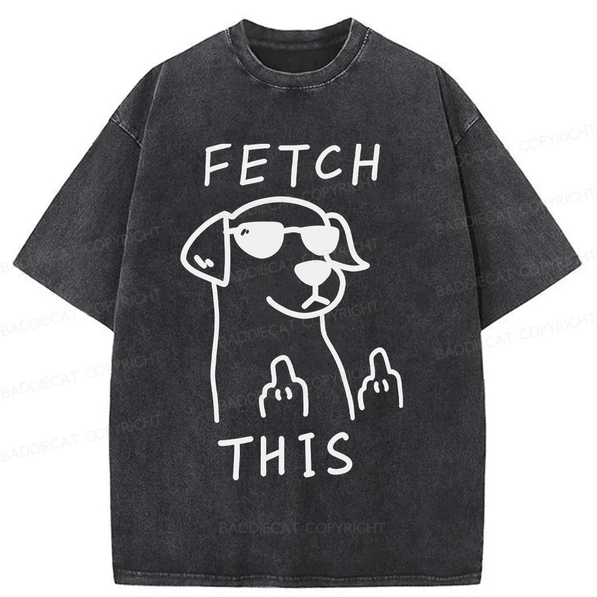 Baddiecat Fetch This Dog Washed T-shirt