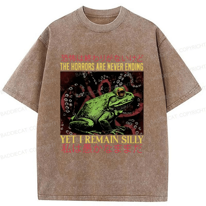 Baddiecat The Horrors Are Never Ending Washed T-shirt