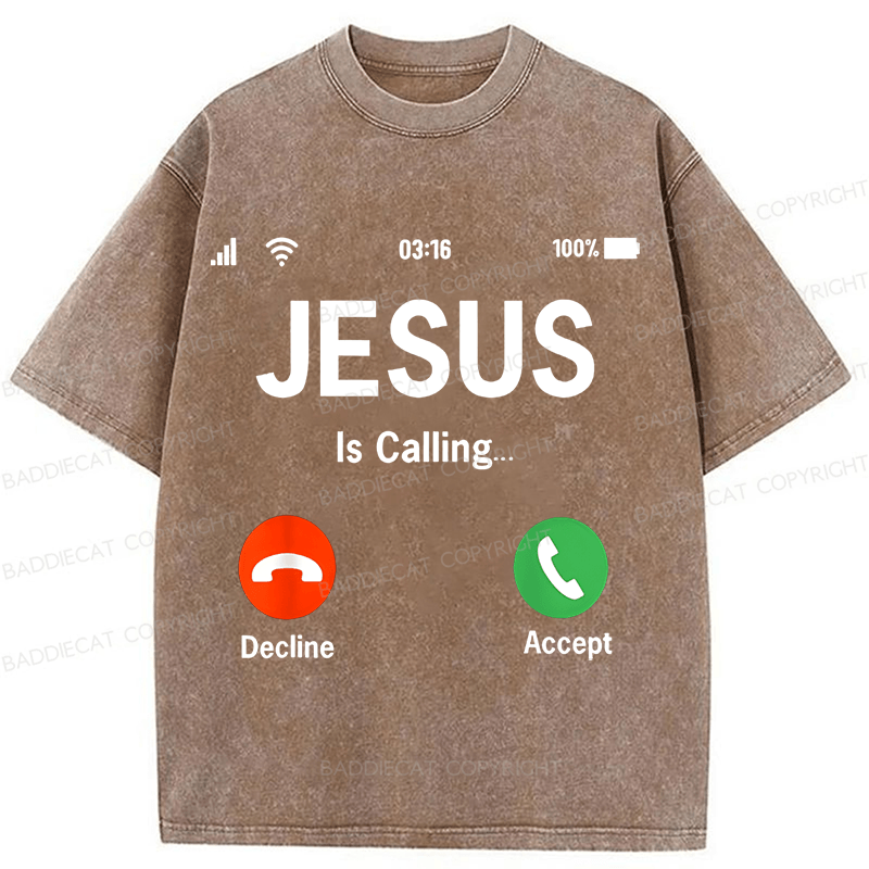 Baddiecat Jesus Christian faith Funny Meme Washed T-shirt