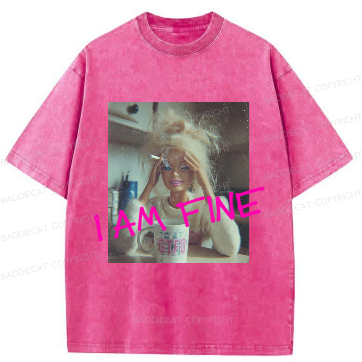 Baddiecat Fine Barbie Washed T-shirt