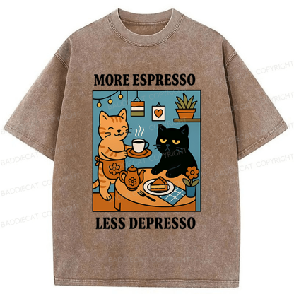 Baddiecat More Espresso Less Depresso Washed T-shirt