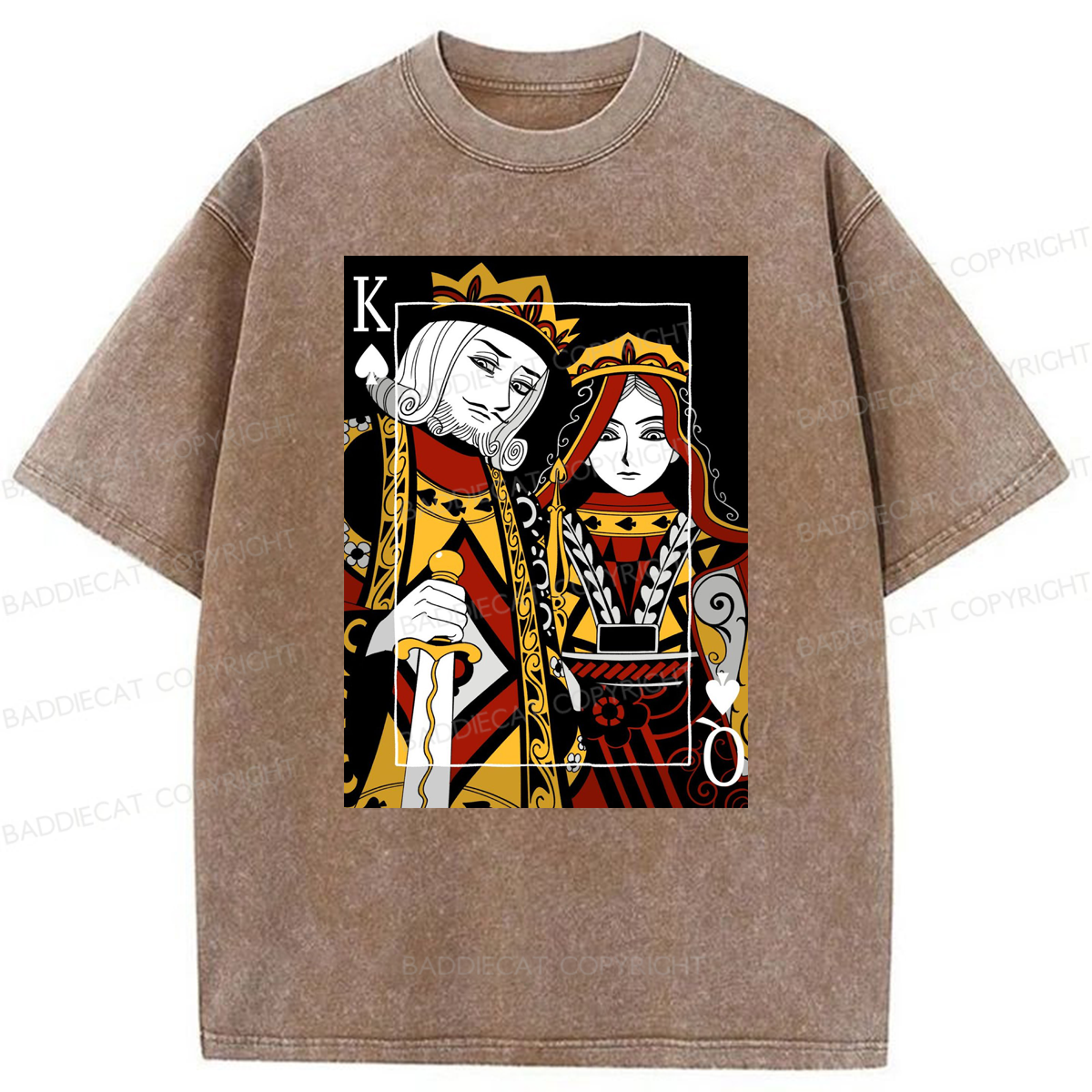 Baddiecat King And Queen Poker Washed T-shirt