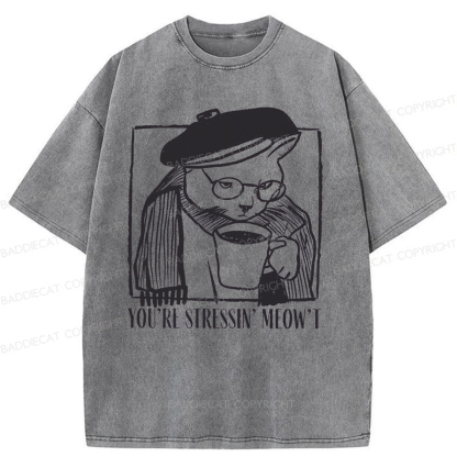 Baddiecat Coffee Cats Washed T-shirt