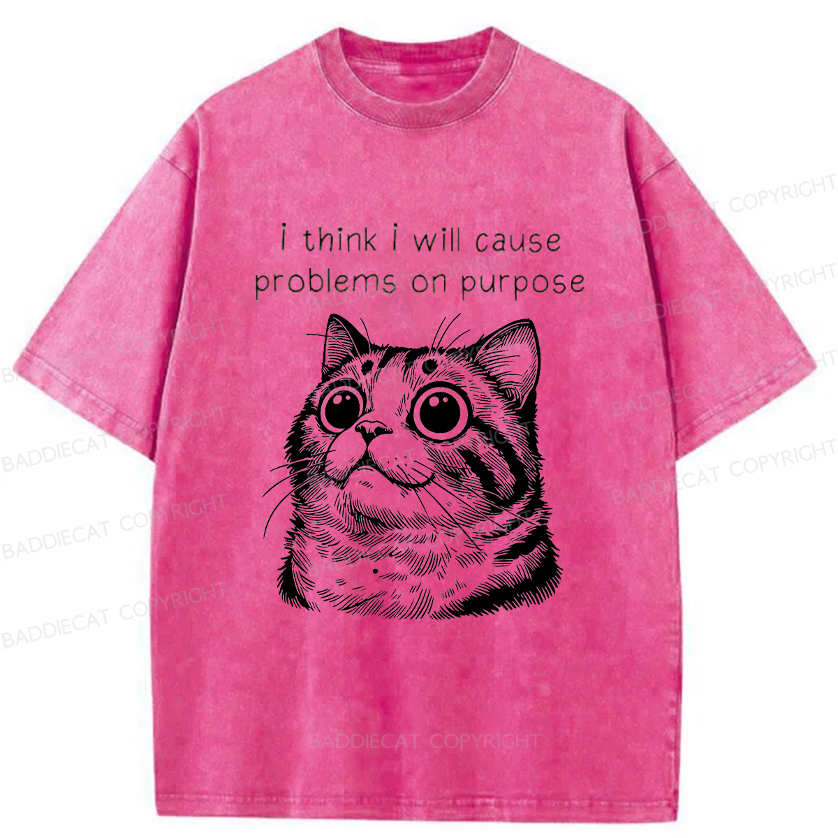 Baddiecat Innocent Cat Washed T-shirt