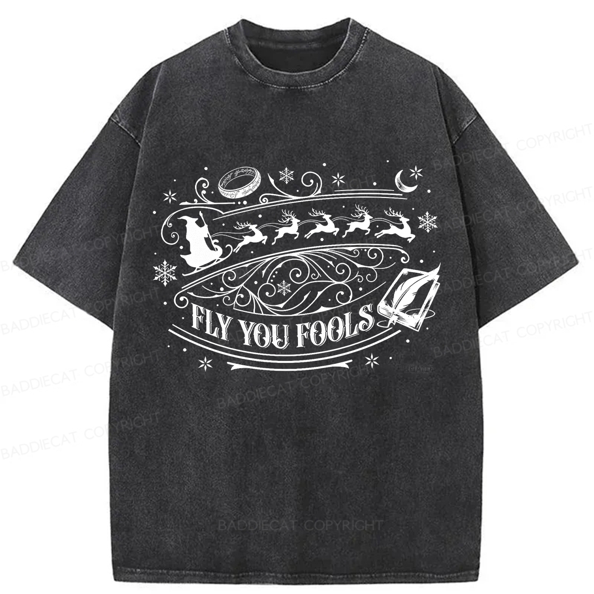 Baddiecat LOT Ring Fly You Fools Washed T-shirt