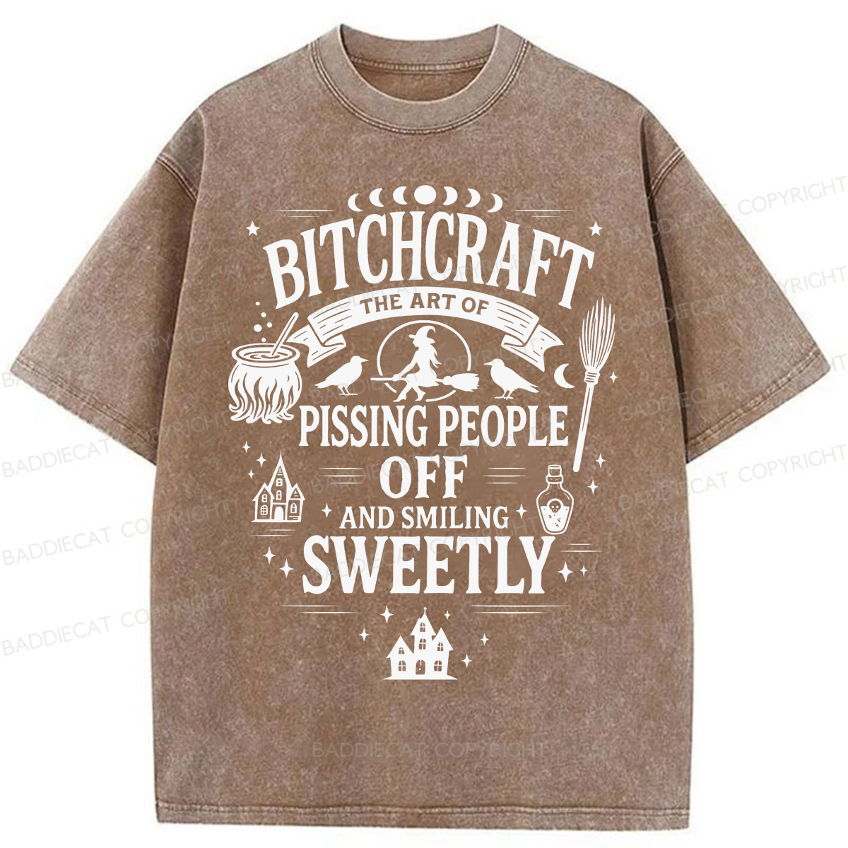 Baddiecat Bitchcraft Pissing People Off Washed T-shirt