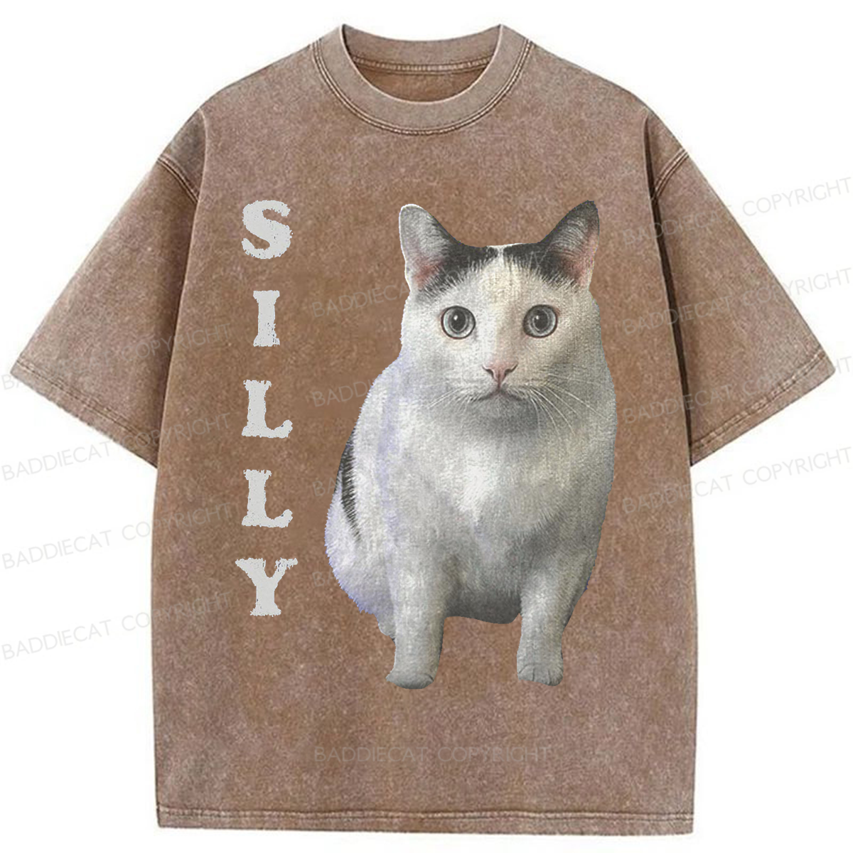 Baddiecat Silly Cat Washed T-shirt