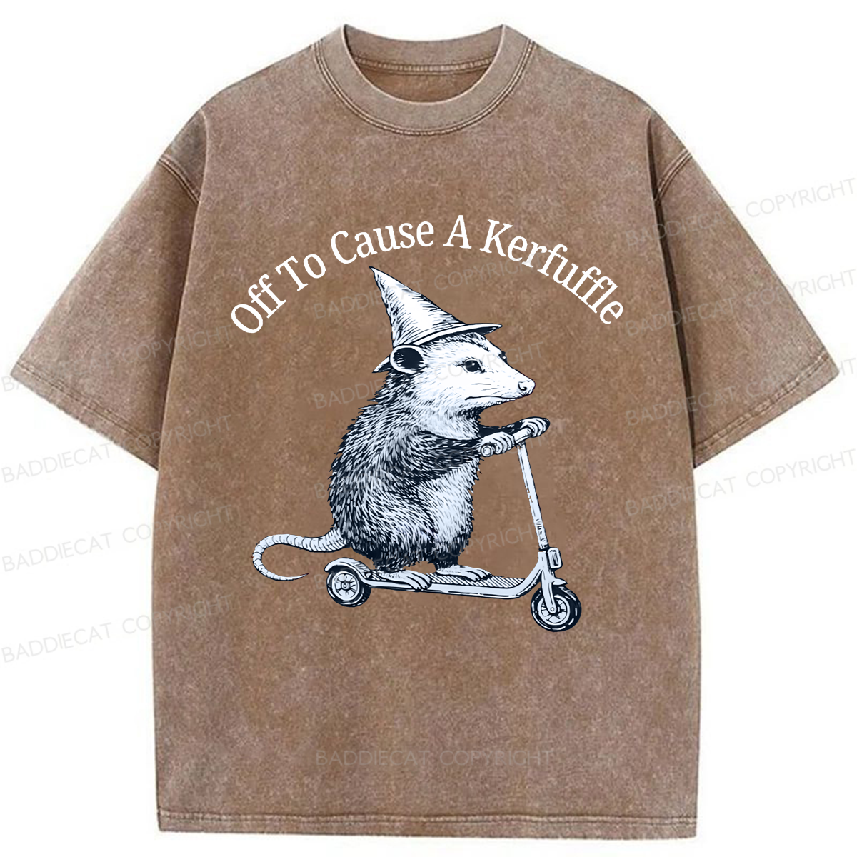 Baddiecat A Possum On A Scooter Washed T-shirt