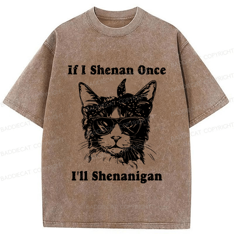 Baddiecat If I Shenan Once I’ll Shenanigan Washed T-shirt