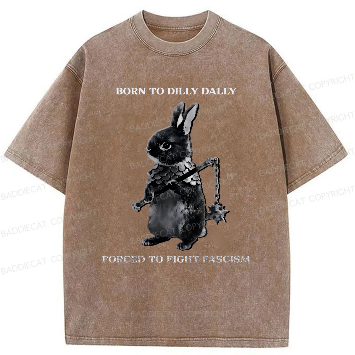 Baddiecat Born To Dilly Dally Forced To Fight Washed T-shirt