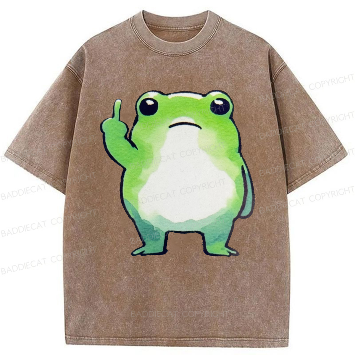Baddiecat Middle Finger Frog Washed T-shirt