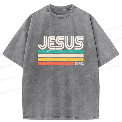 Baddiecat Jesus Is King Washed T-shirt