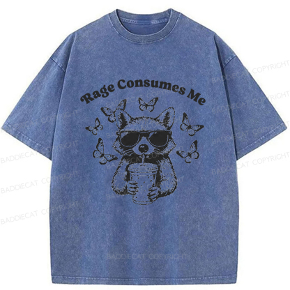 Baddiecat Angry Raccoon Washed T-shirt