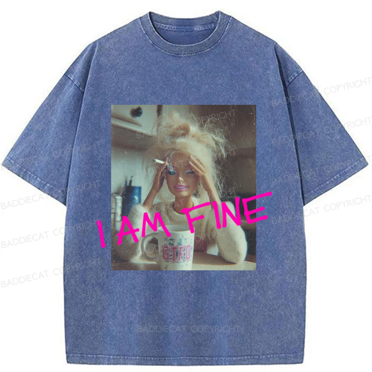 Baddiecat Fine Barbie Washed T-shirt