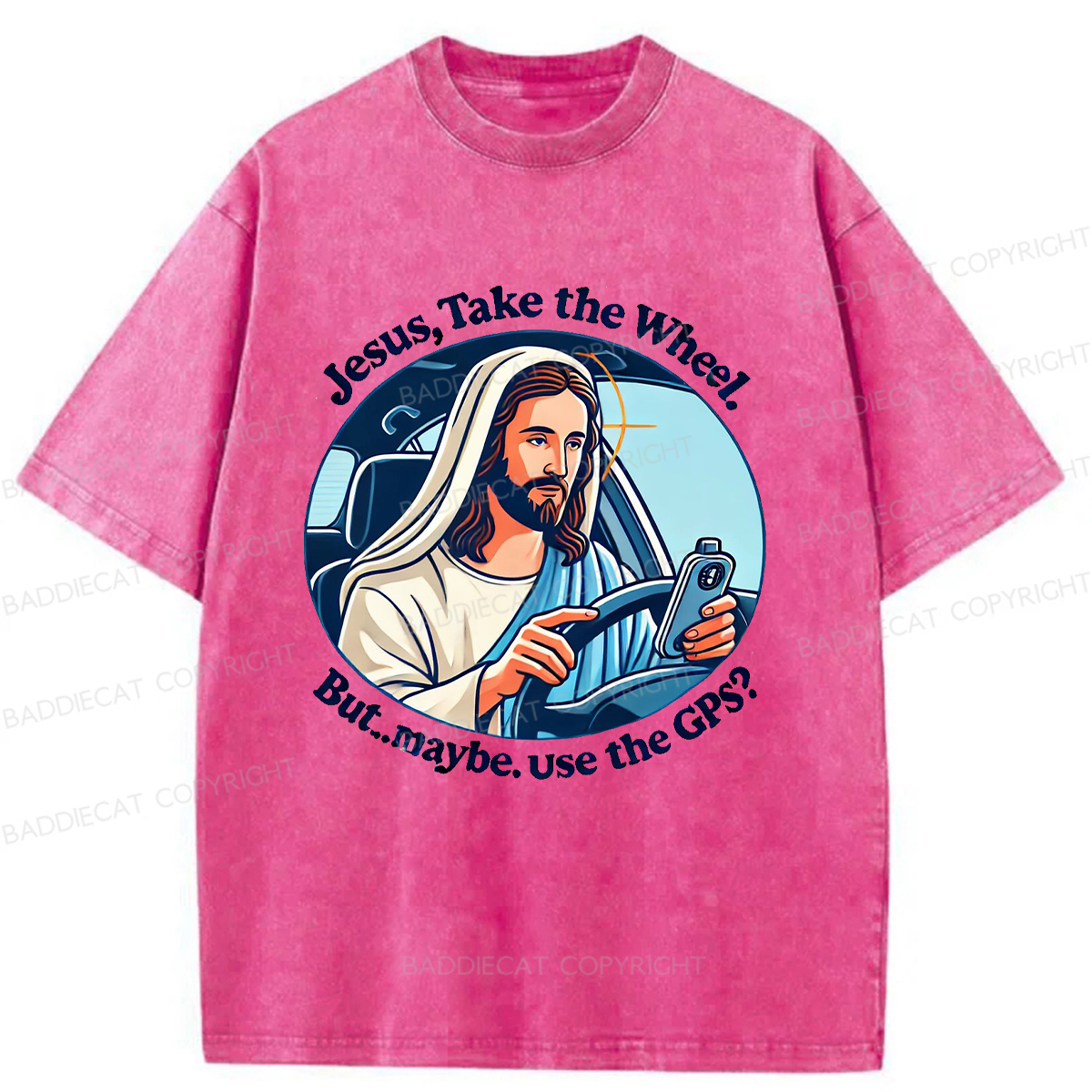 Baddiecat Funny Jesus Retro Washed T-shirt