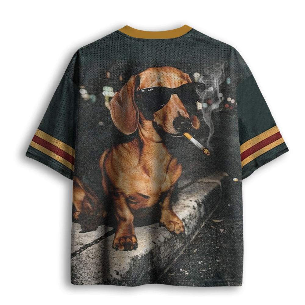 Baddiecat Dachshund Dog Smoking Mesh Jersey