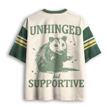 Baddiecat Unhinged but Supportive Opossum Mesh Jersey