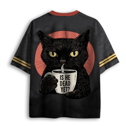 Baddiecat Is He Dead Yet Black Cat Mesh Jersey