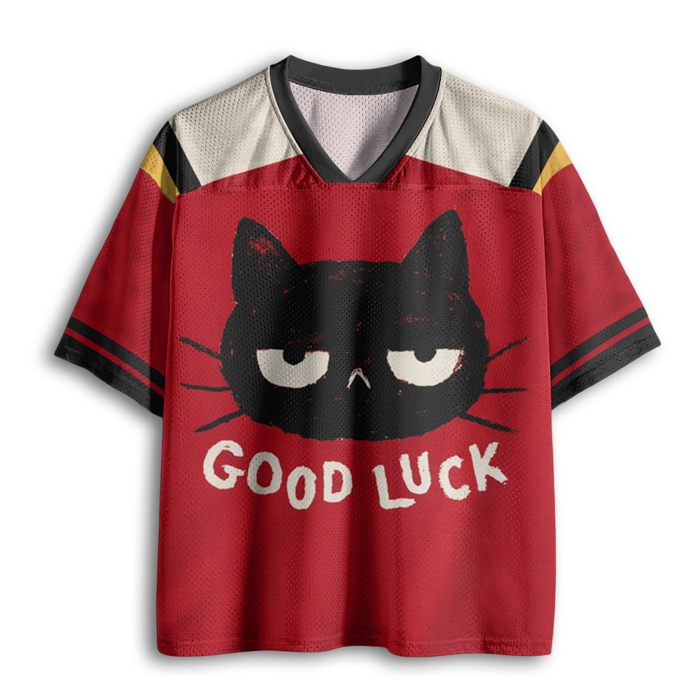 Baddiecat Good Luck Black Cat Mesh Jersey