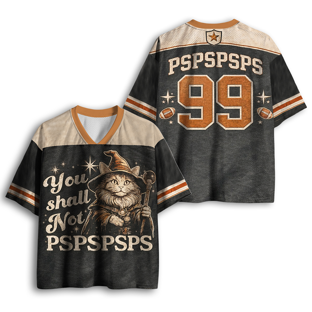 Baddiecat You Shall Not PSPSPSPS Funny Cat Wizard Mesh Jersey