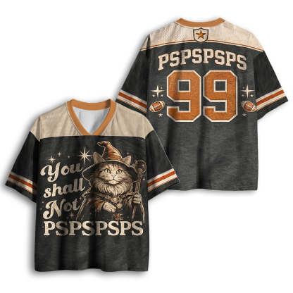 Baddiecat You Shall Not PSPSPSPS Funny Cat Wizard Mesh Jersey