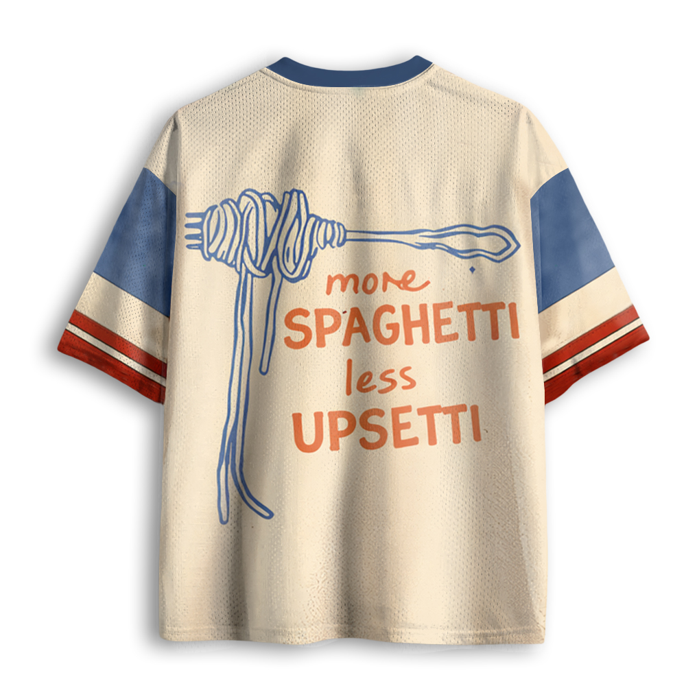 Baddiecat Funny More Spaghetti Less Upsetti Mesh Jersey